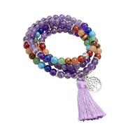 Saiyana Mindfulness Collana Gioielli Perle Nappe Collana 108 Perle di preghiera per e Moda Braccialetti Accesso, Perlendurchmesser ca. 6mm, Perline in lega di poliestere
