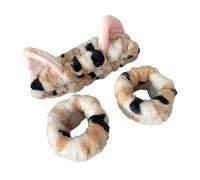 Saiyana Popolare fascia di peluche per capelli e polso per la vita quotidiana femminile utilizzare maschere per il lavaggio del viso (gatto con motivo leopardato)
