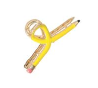 Saiyana Popolare matita, clip per capelli a forma di artiglio forte in metallo, per insegnanti, studenti, forme, colore giallo