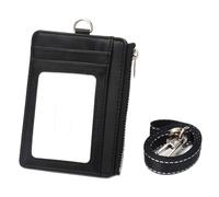 Saiyana Professional PU Leather Card Holder with Blocking Zippered Pocket and Adjustable Neck Lanyard for Everyday Use Travel Card Wallet