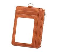 Saiyana Professional PU Leather Card Holder with Blocking Zippered Pocket and Adjustable Neck Lanyard for Everyday Use Travel Card Wallet