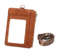 Saiyana Professional PU Leather Card Holder with Blocking Zippered Pocket and Adjustable Neck Lanyard for Everyday Use Travel Card Wallet