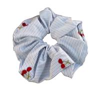 Saiyana Ricamato strisce blu frutta scrunchie moda capelli cravatta per le donne ragazze tessuto morbido accessori per capelli porta ponytail(ciliegia.)