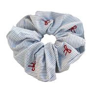 Saiyana Ricamato strisce blu frutta scrunchie moda capelli cravatta per le donne ragazze tessuto morbido accessori per capelli porta ponytail(arco)