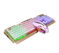 Saiyana Set tastiera e mouse, mouse V1 retroilluminato a LED, multimediale, USB, ergonomica, impermeabile, mouse ottico