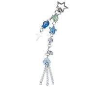 Saiyana Simpatico portachiavi a forma di conchiglia squisito con perla Franing Keyring Y2K carino cool cristallo starfish portachiavi titolare di compleanno San Valentino cristallo stella ciondolo