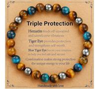 Saiyana Unisex Adjustable Tigered Eye Obsidians Bracelet Handmade Stretchable Healing Stone Bead Jewelry Unisex Adjustable Gemstones Magnetic Jewelry