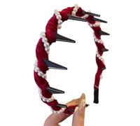 Saiyana Velvets Cristalli artificiali, fasce per capelli scintillanti, accessori per donne, eleganti feste, matrimoni, tutti i giorni (rosso, piegate le perline)