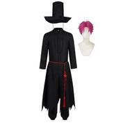 Saja - Costume da cosplay Saja Romance/Jinu/Mystery/Abby Cosplay Outfit lungo nero uniforme pantaloni set completo con cappello, anime cosplay band idolo stella costume Halloween Natale carnevale