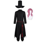 Saja - Costume da cosplay Saja Romance/Jinu/Mystery/Abby Cosplay Outfit lungo nero uniforme pantaloni set completo con cappello, anime cosplay band idolo stella costume Halloween Natale carnevale