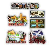 SAJAK Set di 6 calamite da frigo scozzesi - souvenir in legno 3D - icone scozzesi tra cui castello di Edimburgo, Forth Bridge, Highland Cow, Piper, Thistle & Saltire Flag - Decorazione per la casa del