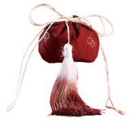 SAJMAKUWLA Borse di Seta, 4 bustine Hanfu Multicolori con Coulisse 10 cm x 12 Nappa(Brown)