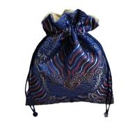 SAJMAKUWLA Borse di Seta, Borsa portagioielli Foderata in Broccato di Seta e Pelle Scamosciata 5,9x5,9 6,3x7, Pollici Multicolore(Blue Wave)