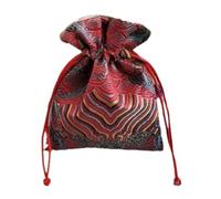 SAJMAKUWLA Borse di Seta, Borsa portagioielli Foderata in Broccato di Seta e Pelle Scamosciata 5,9x5,9 6,3x7, Pollici Multicolore(Red Wave)