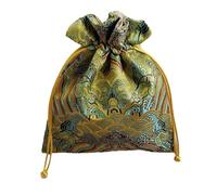 SAJMAKUWLA Borse di Seta, Borsa portagioielli Foderata in Broccato di Seta e Pelle Scamosciata 5,9x5,9 6,3x7, Pollici Multicolore(Yellow)