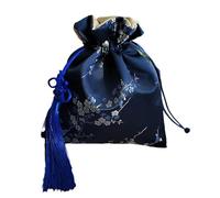 SAJMAKUWLA Borse di Seta, Borsa portagioielli Foderata in Broccato di Seta e Pelle Scamosciata 5,9x5,9 6,3x7, Pollici Multicolore(Blue Flower China Knot)