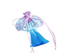 SAJMAKUWLA Borse di Seta, Confezione da 4 bustine Cinesi vuote con Coulisse Multicolore e Nappa(Blue)