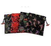 SAJMAKUWLA Borse di Seta, Sacchetti for Gioielli con Coulisse in Broccato di Seta, Multicolori, in Diverse Dimensioni, Confezione da 10,6,3 x 7,5 Pollici Circa(Black Pattern Random (10 PCS))