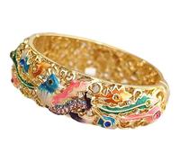 SAJMAKUWLA Bracciale cloisonné, Braccialetti con Uccelli fenici in Strass cloisonné, Accessori in Smalto, Gioielli Traforati Animali, Alta doratura, Moda, Braccialetti da Donna(Chromatic)