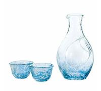 Sake Bottiglia Set Freddo Vetro (Caraffa,2 Occhiali) G604-M70 Nuovo Da Giappone