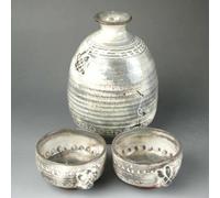 Sake Coppa E Bottiglia Set Kyo Kiyomizu Yaki Oggetto Guinomi Tokkuri