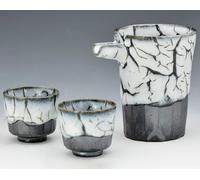 Sake Coppa E Bottiglia Set Kyo Kiyomizu Yaki Ware Guinomi Tokkuri Kairagi Japan