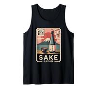 Sake Giapponese Giappone Vintage Monte Fuji Retro Kanji Souvenir Canotta