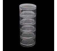 SAKEIOU Contenitori per Perline impilabili a 5 Strati Contenitori per barattoli di plastica tondi Trasparenti per Piccoli Oggetti 5 Contenitori impilabili con coperchi a Vite C#