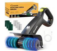 Saker Spazzola elettrica per griglia esterna, spazzola automatica per la pulizia della griglia senza setole, con 450 giri/min e luce LED, set di spazzole per barbecue con 3 testine intercambiabili