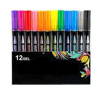 Sakesfor Marker Pen for Highlight, Sakesfor Double Line Outline Pens, 8/12/24/36/48/60-Color Marker Pen for Highlight, for Christmas Greeting Cards, Scrapbook Crafts, Doodling (12 colors)