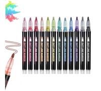 Sakesfor/Neattidyly Magische Stifte, Marker Pen for Highlight, 8/12/24/36 Colors Super Squiggles Metallic Glitter Pens, Double Line Outline Pens (12 Colors)