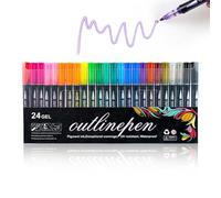 Sakesfor/Neattidyly Magische Stifte, Marker Pen for Highlight, Double Line Outline Pens, Outline Metallic Markers Pen for Highlight, Double Line Super Squiggles Metallic Glitter Pens (24 Colors)