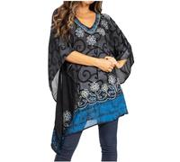 Sakkas 1745 - Adalwin Desert Sun - Camicetta con Top a Tunica con ponch a Cerchio Leggero con Ricamo - 35-BlackBlue - OS