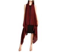 Sakkas 174523 - Cardigan da Donna Oversize Drappeggiato Aperto Davanti Senza Maniche Ivana in Tie Dye - A-Burgandy - OS