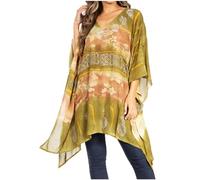 Sakkas 2028 - Adalwin Second Tiedye Desert Sun Circle Ponch Top Tunica Camicetta con Ricamo - 39-ArmyGreen - OS