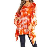 Sakkas 2028 - Adalwin Second Tiedye Desert Sun Circle Ponch Tunica Top Camicetta con Ricamo - 40-Arancio - OS