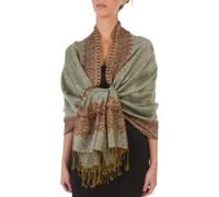Sakkas a Doppio Strato di tessuto Patterned Confine Sentire Come Pashmina Scialle/Stole per le Donne-Celadon