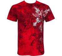 Sakkas Fleur De Lis e Vines Moda Uomo T-Shirt a Maniche Corte Girocollo con Silver Metallizzato Goffrato