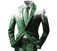 Sakko - Giacca da uomo per Natale, per feste, da uomo, slim fit, per feste, Natale, per il tempo libero, con stampa invernale, verde, s