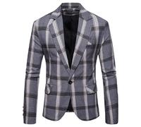 Sakko - Giacca sportiva da uomo, blazer da uomo, colore nero, stile moderno, con bottoni, classica giacca da smoking, sfoderata, per il tempo libero, elegante giacche da uomo per matrimonio, grigio
