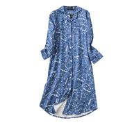 Saklifuo Camicia da notte lunga da donna in flanella, camicia da notte con bottoni, camicia da notte a maniche lunghe, Cielo stellato blu., M