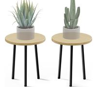 SAKSUN Supporto per piante da interno, confezione da 2 supporti per piante alti 35,6 cm, piccolo tavolo rotondo angolare, moderno di metà secolo, per patio, giardino, ufficio, soggiorno, decorazione