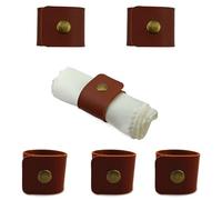Saktopdeco Portatovaglioli in pelle rustica, set di 6 portatovaglioli in finta pelle ecologica in poliuretano, anelli per tovaglioli, colore marrone, per la decorazione della tavola da pranzo