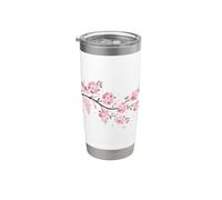 Sakura Branch Blooming Cherry Blossom Arte giapponese Bicchiere termico in acciaio inox doppia parete