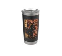 Sakura Cherry Blossom Japanese Cat Ukiyo-e Vintage Bicchiere termico in acciaio inox doppia parete