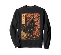 Sakura Cherry Blossom Japanese Cat Ukiyo-e Vintage Felpa