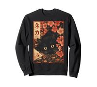 Sakura Cherry Blossom Japanese Cat Ukiyo-e Vintage Felpa