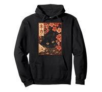 Sakura Cherry Blossom Japanese Cat Ukiyo-e Vintage Felpa con Cappuccio