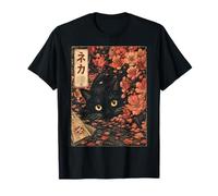 Sakura Cherry Blossom Japanese Cat Ukiyo-e Vintage Maglietta