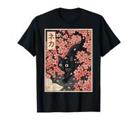 Sakura Cherry Blossom Japanese Cat Ukiyo-e Vintage Maglietta